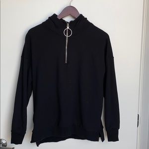 Black front zipper hoodie
